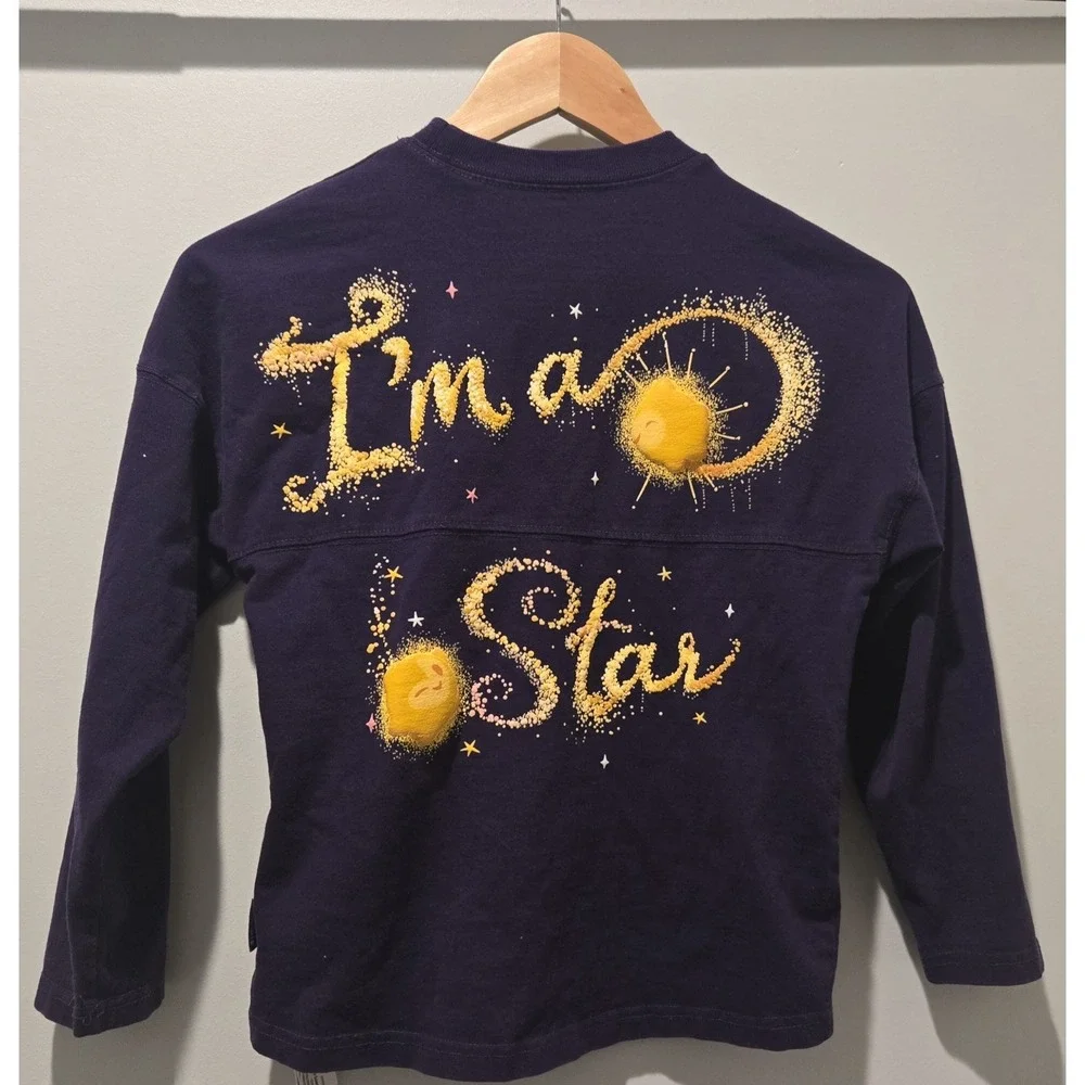Disney Parks Movie Wish Spirit Jersey I'm A Star Purple Glitter Kids Medium 7/8‎